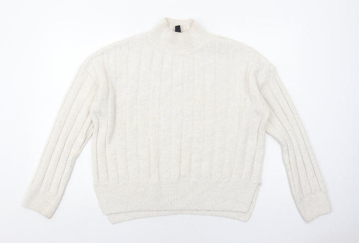 New Look Womens Ivory High Neck Acrylic Pullover Jumper Size M