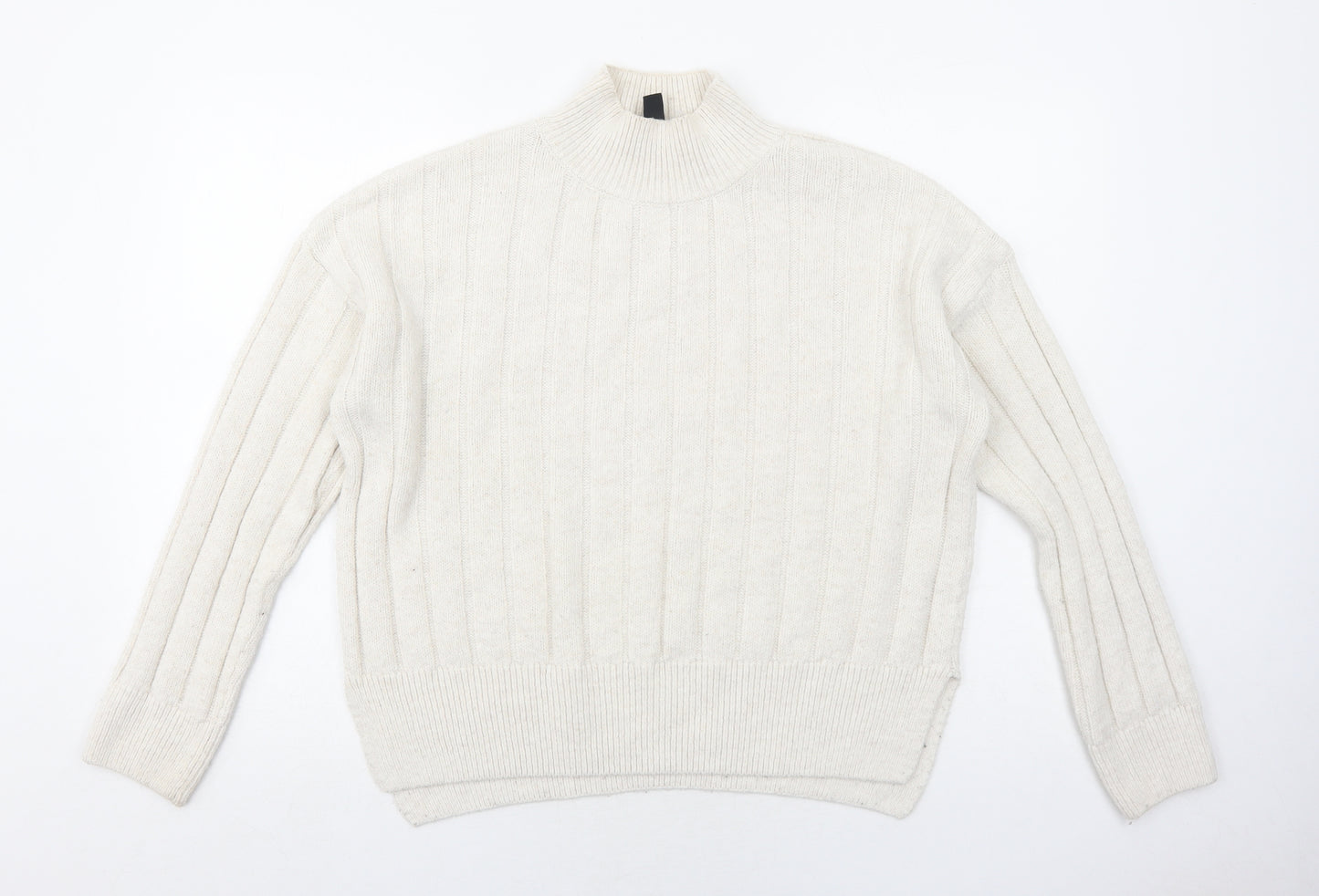 New Look Womens Ivory High Neck Acrylic Pullover Jumper Size M