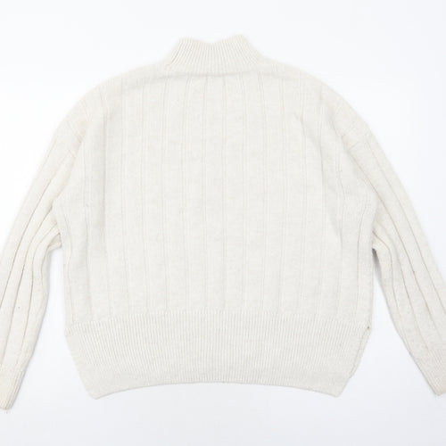 New Look Womens Ivory High Neck Acrylic Pullover Jumper Size M