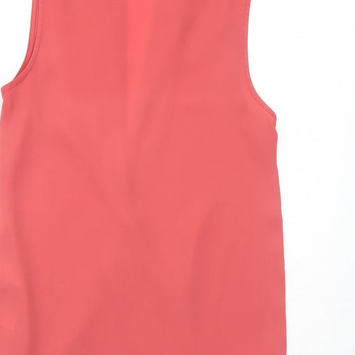 New Look Womens Pink Polyester Basic Blouse Size 8 V-Neck