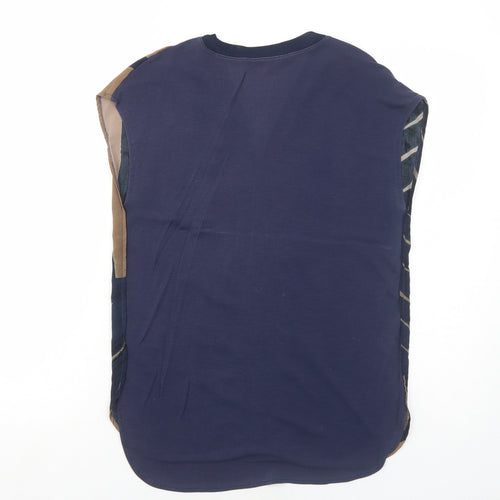 NEXT Womens Blue Geometric Lyocell Basic Blouse Size 10 V-Neck