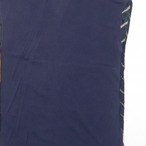 NEXT Womens Blue Geometric Lyocell Basic Blouse Size 10 V-Neck