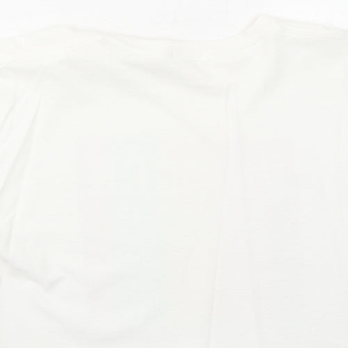 River Island Girls White Cotton Basic T-Shirt Size 11-12 Years Crew Neck Pullover - Unicorn Squad