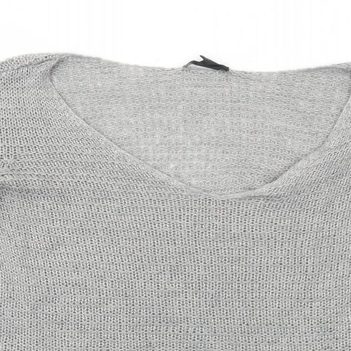 H&M Womens Grey V-Neck Acrylic Pullover Jumper Size S