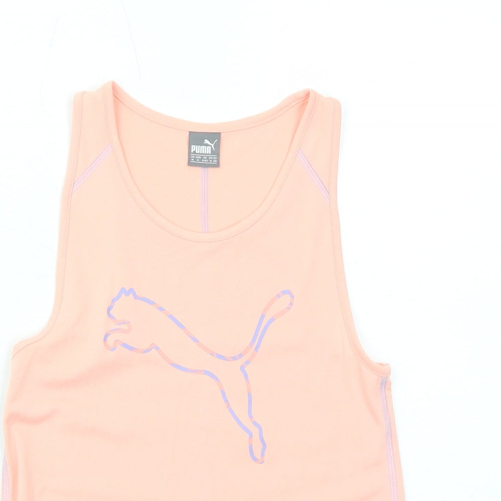 PUMA Girls Pink Cotton Basic Tank Size 9-10 Years Scoop Neck Pullover