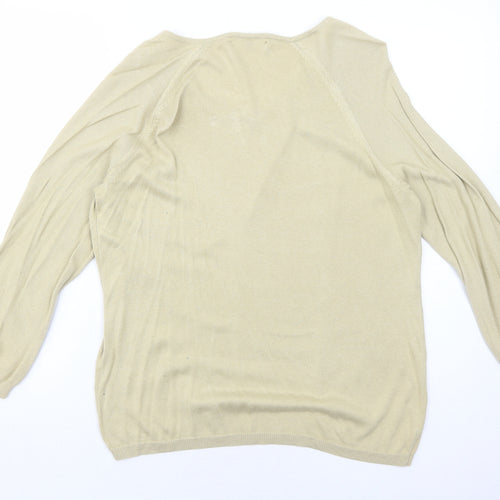 Cable & Gauge Womens Beige V-Neck Cotton Pullover Jumper Size XL