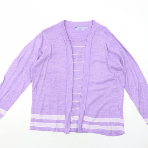 EWM Womens Purple Round Neck Striped Acrylic Pullover Jumper Size 14 - Twin Set Size 14-16