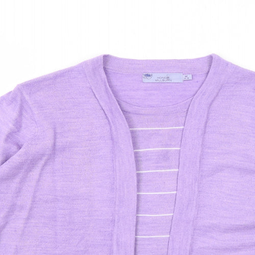 EWM Womens Purple Round Neck Striped Acrylic Pullover Jumper Size 14 - Twin Set Size 14-16