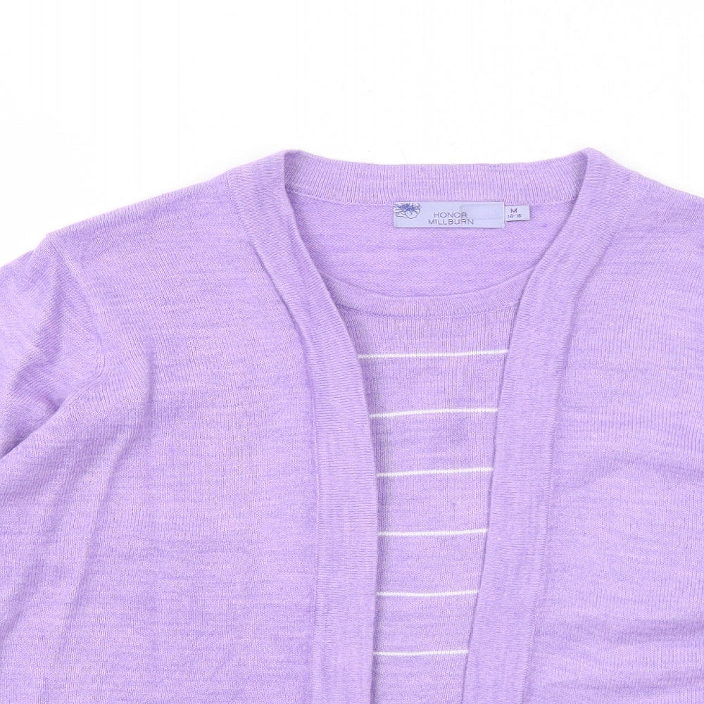 EWM Womens Purple Round Neck Striped Acrylic Pullover Jumper Size 14 - Twin Set Size 14-16