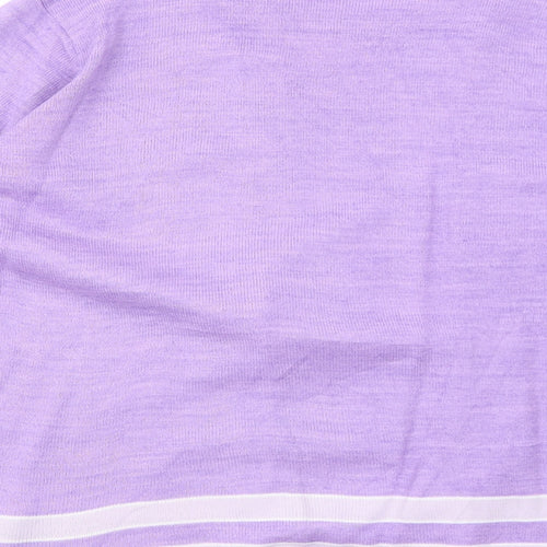 EWM Womens Purple Round Neck Striped Acrylic Pullover Jumper Size 14 - Twin Set Size 14-16
