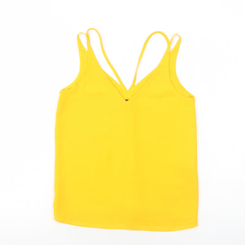Topshop Womens Orange Polyester Basic Tank Size 4 V-Neck