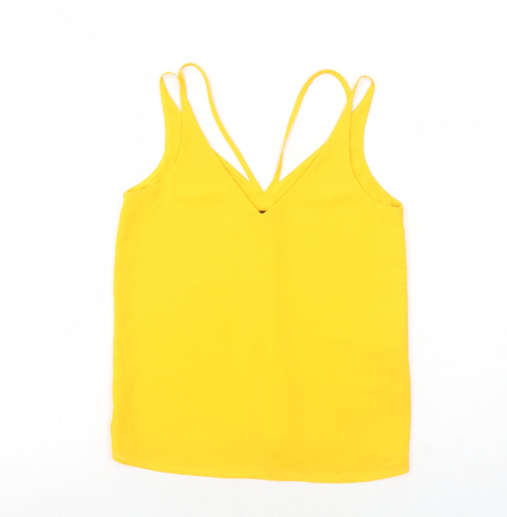 Topshop Womens Orange Polyester Basic Tank Size 4 V-Neck