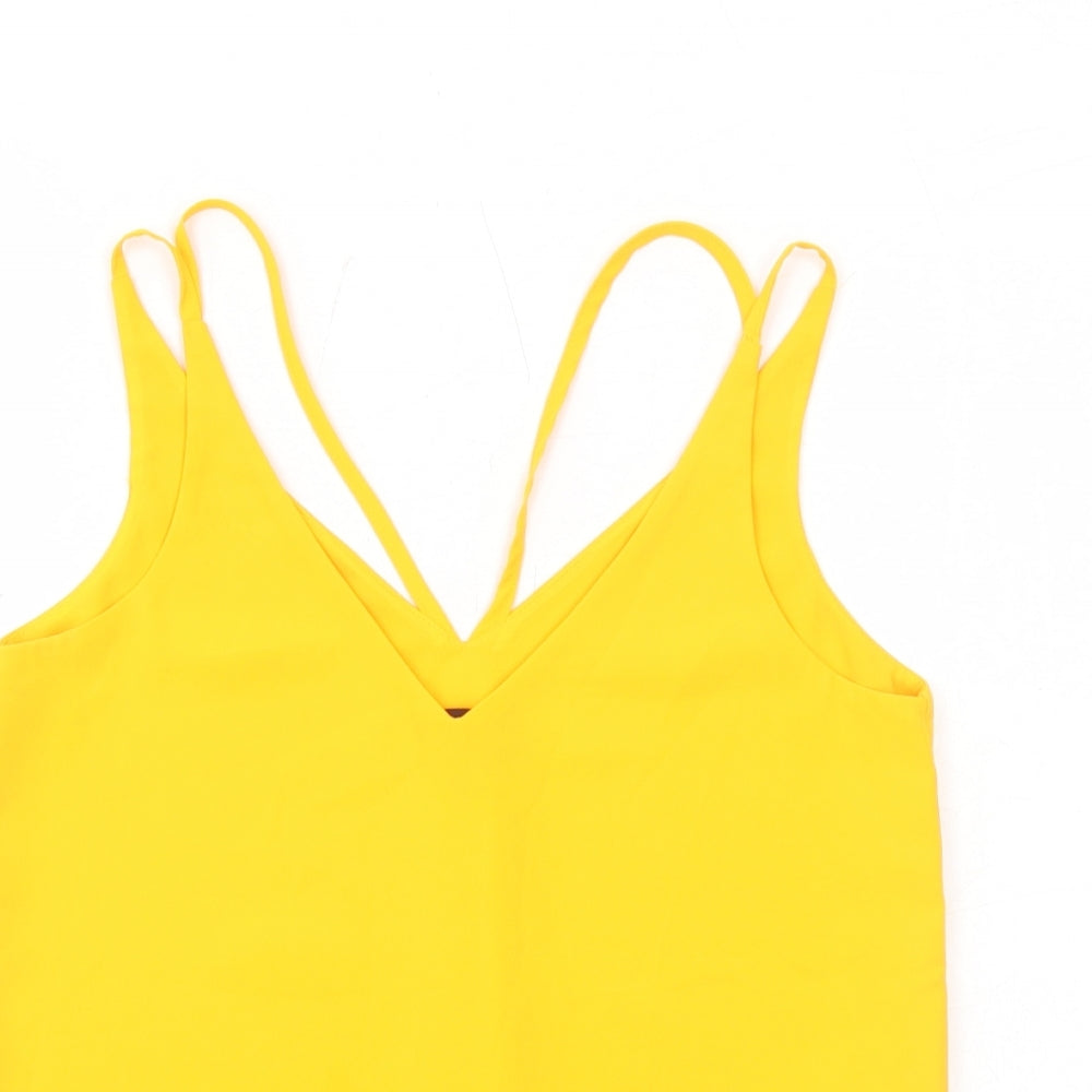 Topshop Womens Orange Polyester Basic Tank Size 4 V-Neck