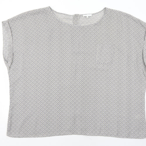 Rogers + Rogers Womens Grey Geometric Polyester Basic Blouse Size 30 Round Neck