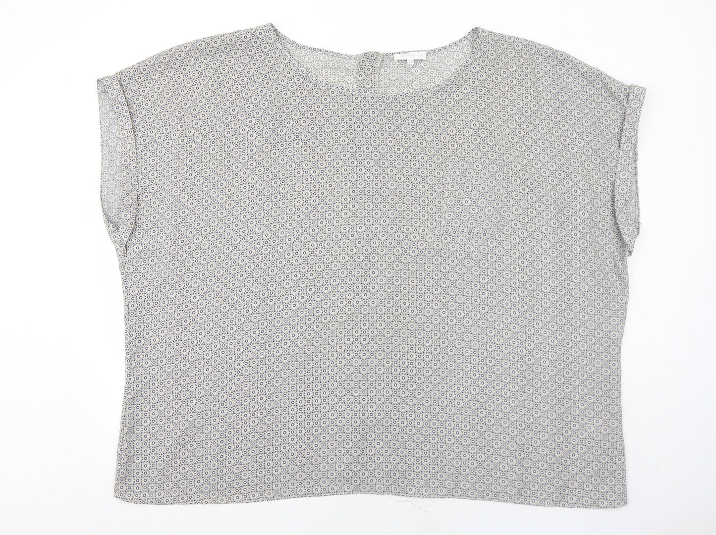 Rogers + Rogers Womens Grey Geometric Polyester Basic Blouse Size 30 Round Neck