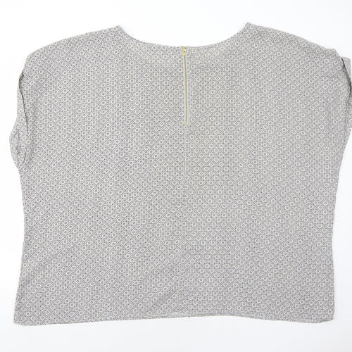 Rogers + Rogers Womens Grey Geometric Polyester Basic Blouse Size 30 Round Neck
