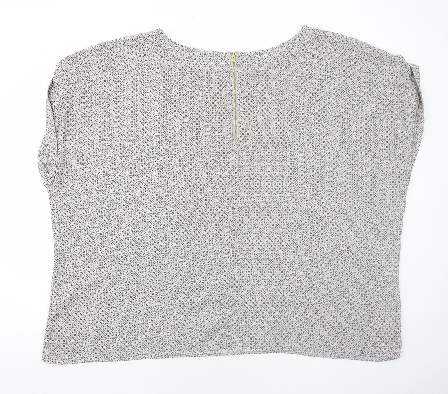 Rogers + Rogers Womens Grey Geometric Polyester Basic Blouse Size 30 Round Neck