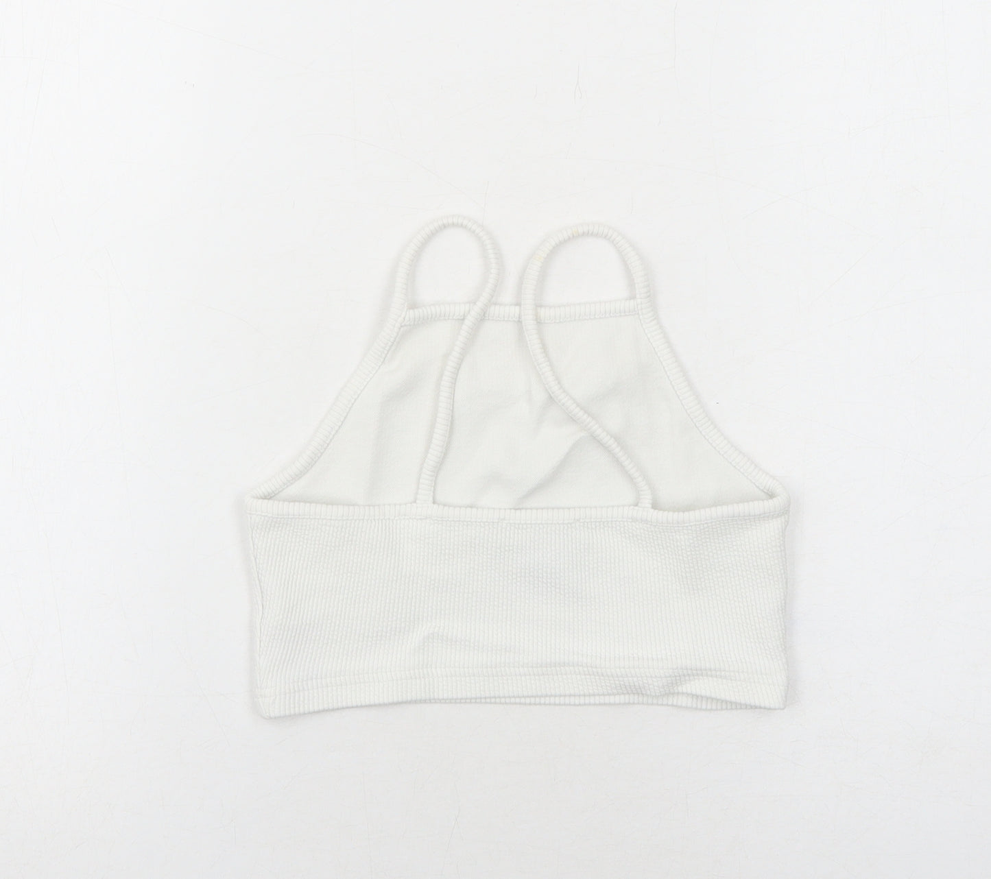New Look Womens White Cotton Cropped Tank Size 8 Square Neck