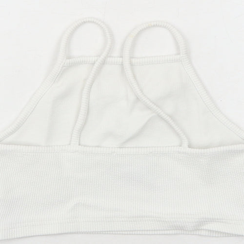 New Look Womens White Cotton Cropped Tank Size 8 Square Neck