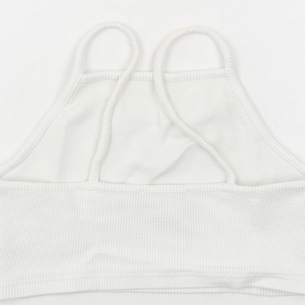 New Look Womens White Cotton Cropped Tank Size 8 Square Neck