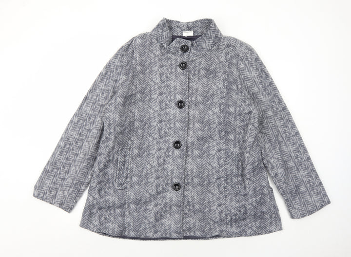 Anne De Lancay Womens Grey Geometric Jacket Size L Button