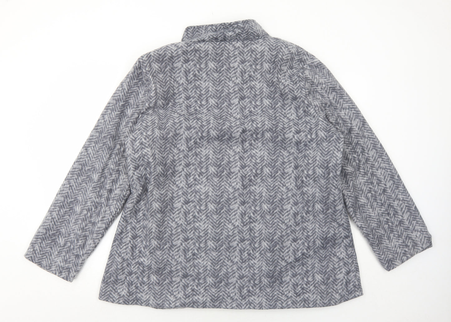 Anne De Lancay Womens Grey Geometric Jacket Size L Button