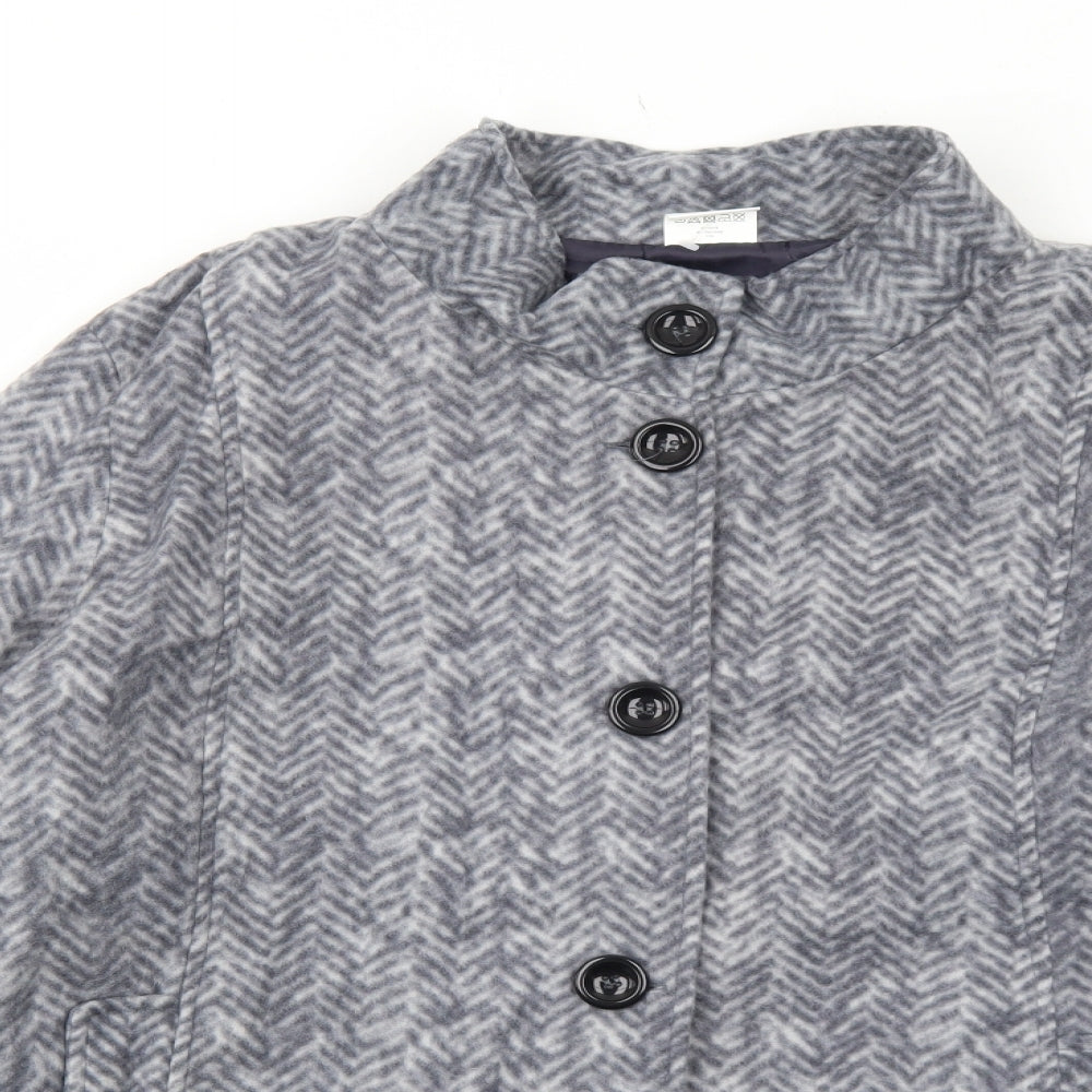 Anne De Lancay Womens Grey Geometric Jacket Size L Button