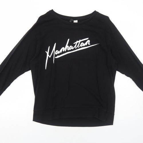 H&M Womens Black Cotton Pullover Sweatshirt Size M Pullover - Manhattan