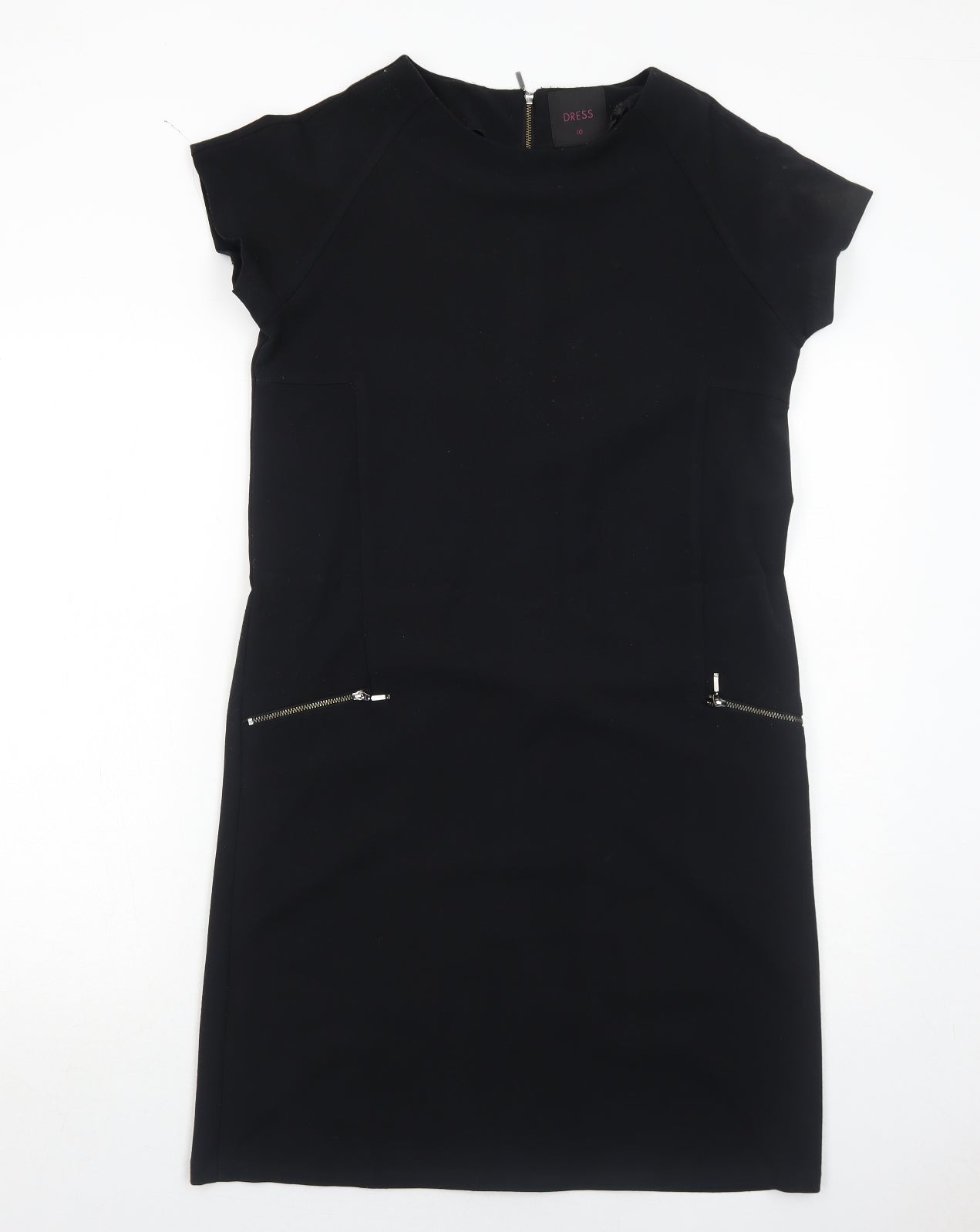 NEXT Womens Black Polyester A-Line Size 10 Round Neck Zip