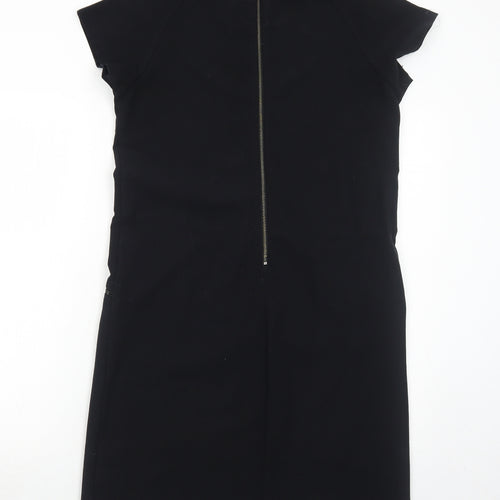 NEXT Womens Black Polyester A-Line Size 10 Round Neck Zip