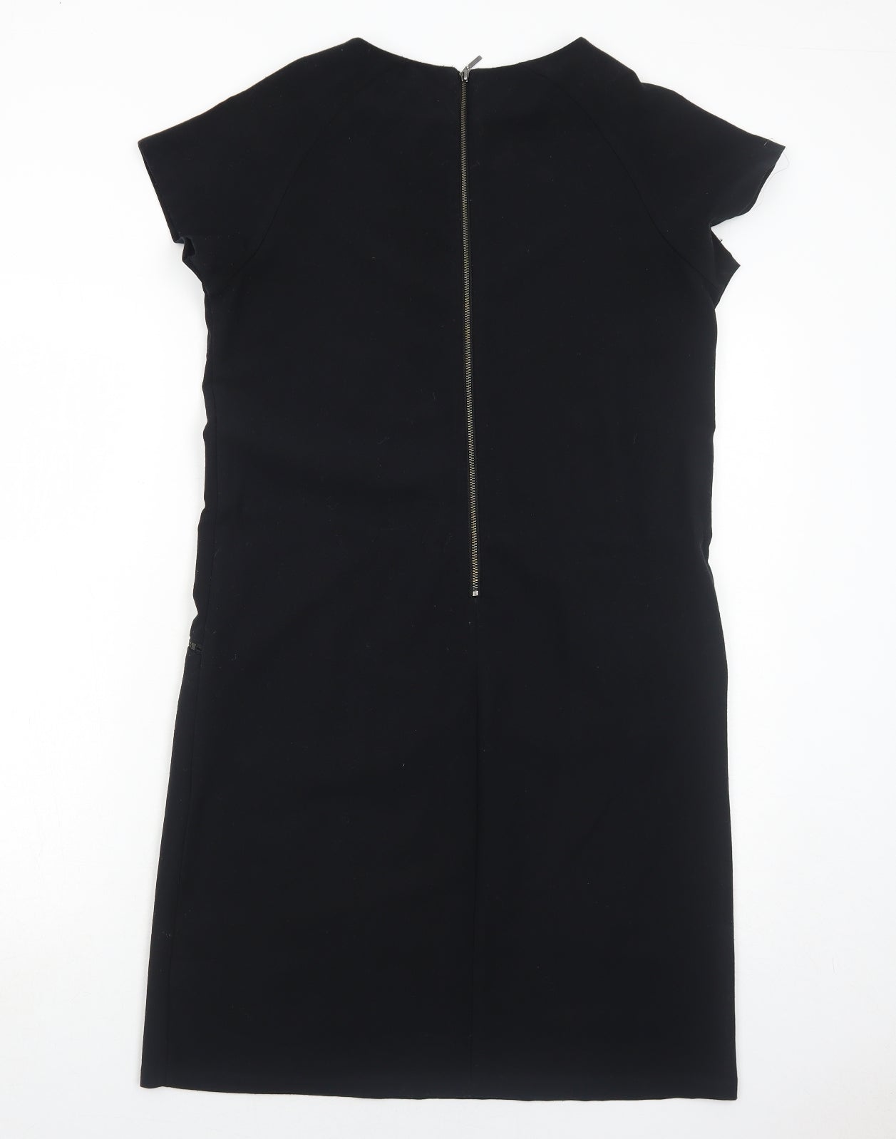 NEXT Womens Black Polyester A-Line Size 10 Round Neck Zip