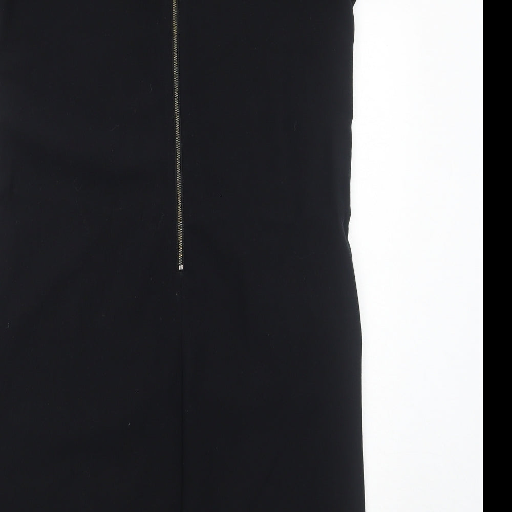 NEXT Womens Black Polyester A-Line Size 10 Round Neck Zip