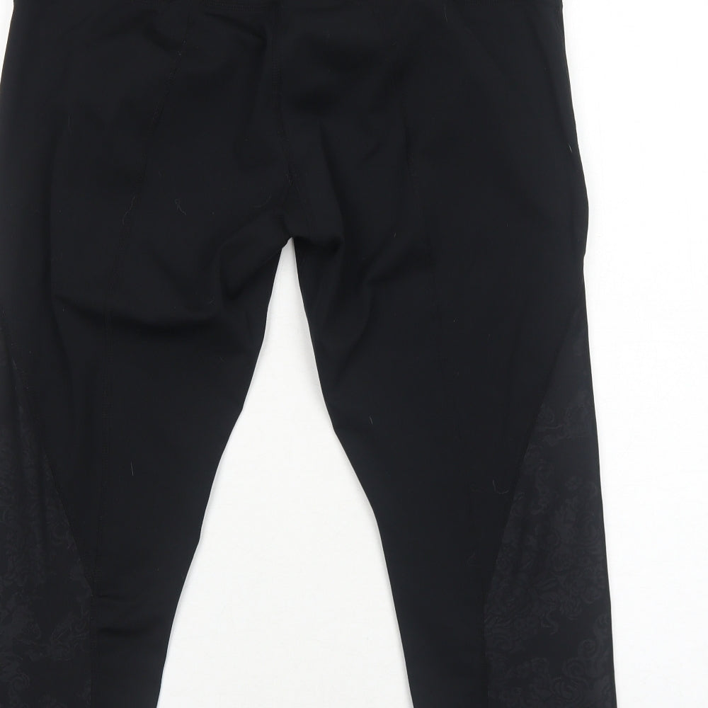 Cynthia Rowley Womens Black Polyester Cropped Leggings Size L Regular Pullover