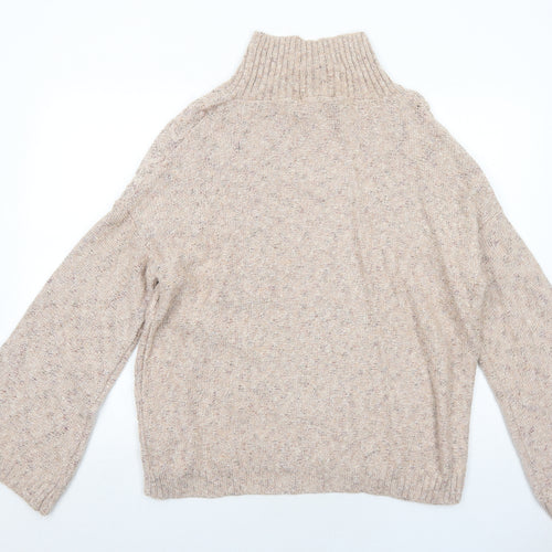 89th & Madison Womens Pink High Neck Cotton Pullover Jumper Size L
