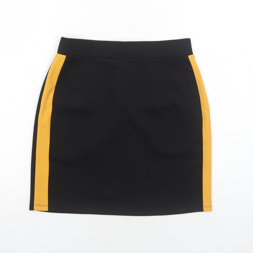 Miss Selfridge Womens Black Polyester Mini Skirt Size 8 - Side Stripe Detail