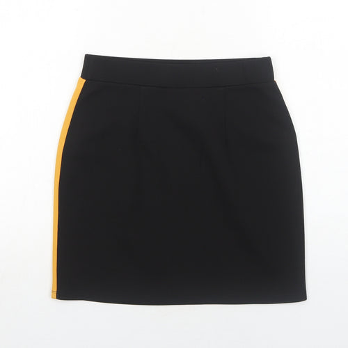 Miss Selfridge Womens Black Polyester Mini Skirt Size 8 - Side Stripe Detail