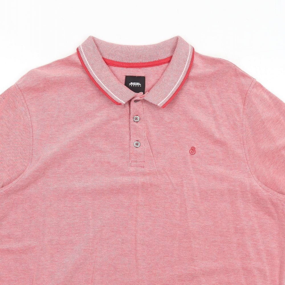 Burton Mens Red Cotton Polo Size XL Collared Button