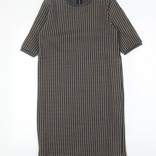 Zara Womens Multicoloured Geometric Polyester A-Line Size S Round Neck Zip