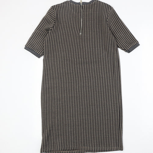 Zara Womens Multicoloured Geometric Polyester A-Line Size S Round Neck Zip