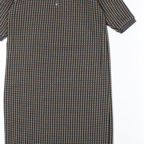 Zara Womens Multicoloured Geometric Polyester A-Line Size S Round Neck Zip