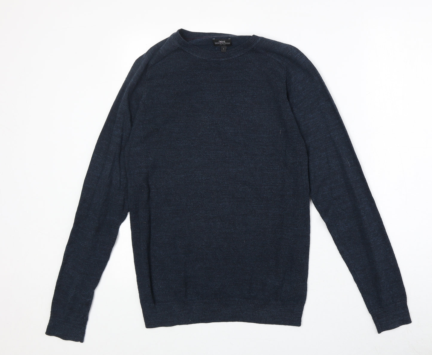 NEXT Mens Blue Round Neck Cotton Pullover Jumper Size S Long Sleeve