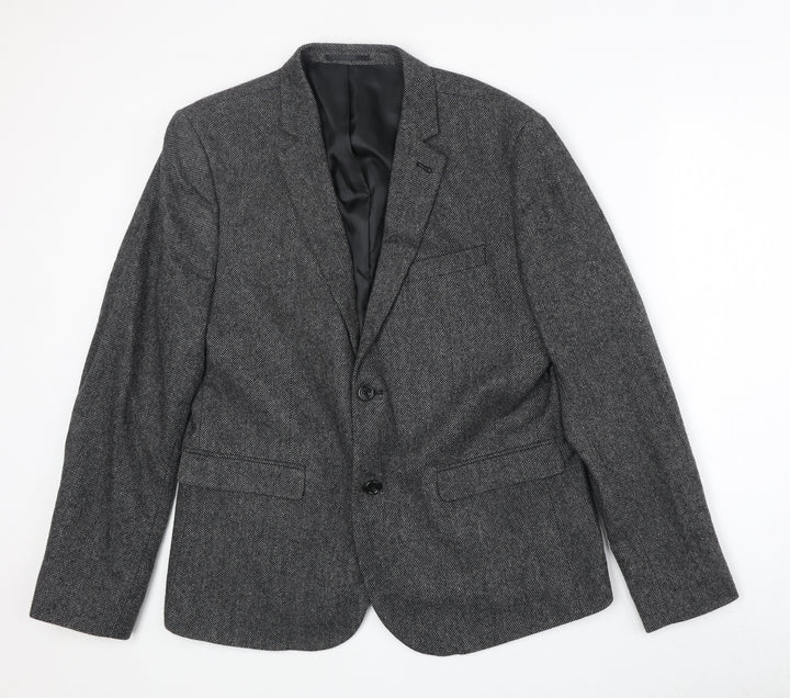 New Look Mens Grey Wool Jacket Suit Jacket Size 42 Regular