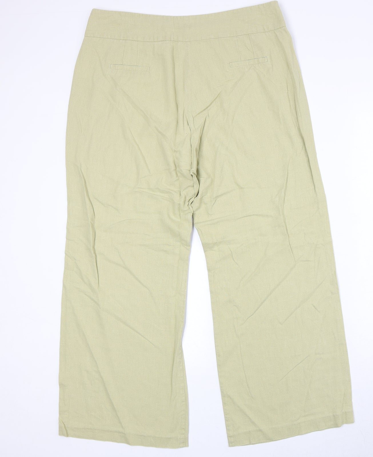 Reflections Womens Green Linen Trousers Size 16 Regular Zip