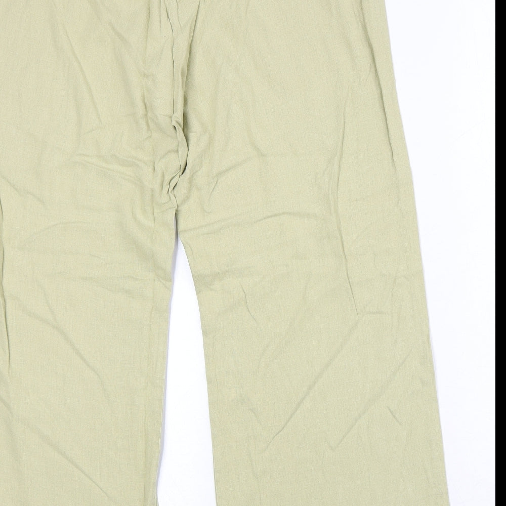Reflections Womens Green Linen Trousers Size 16 Regular Zip