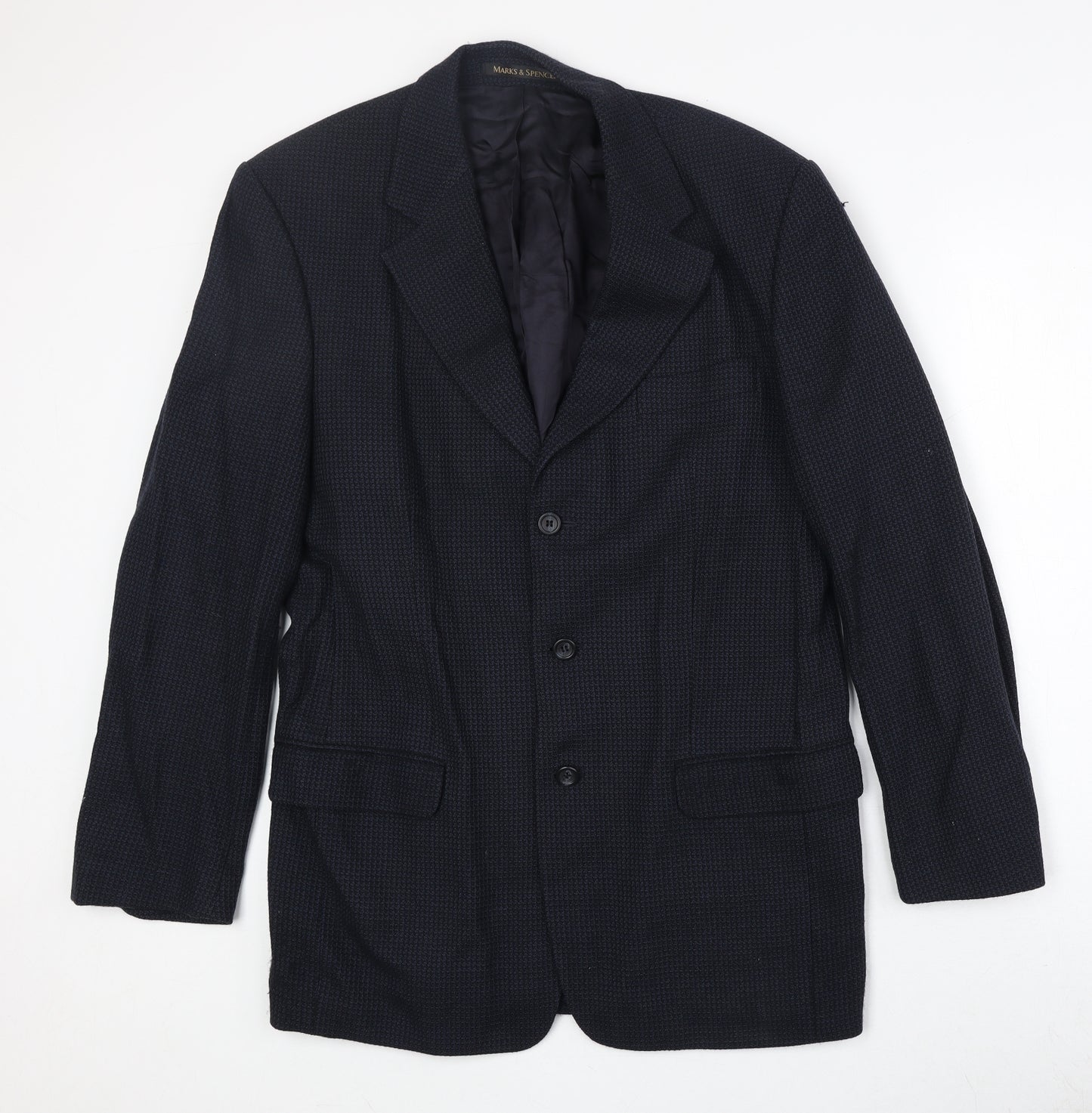 Marks and Spencer Mens Blue Wool Jacket Suit Jacket Size 40 Regular - Textured