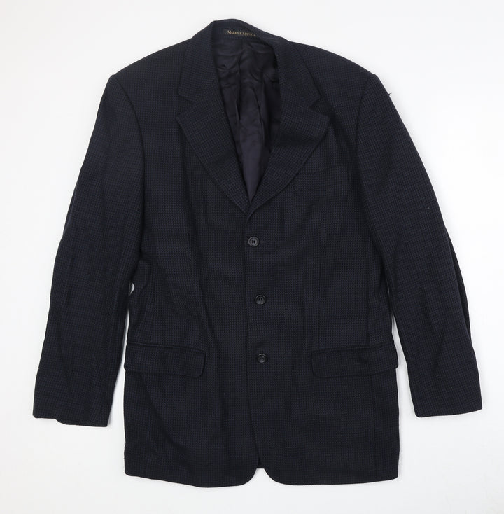 Marks and Spencer Mens Blue Wool Jacket Suit Jacket Size 40 Regular - Textured