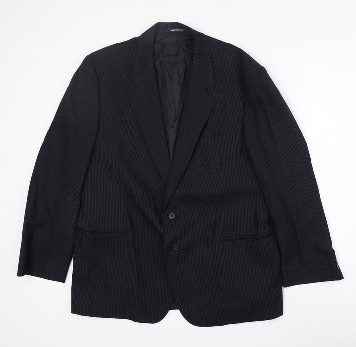 Marks and Spencer Mens Black Striped Wool Jacket Suit Jacket Size 44 Regular