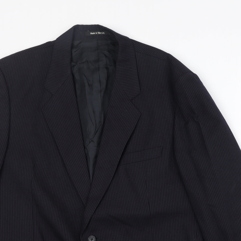 Marks and Spencer Mens Black Striped Wool Jacket Suit Jacket Size 44 Regular