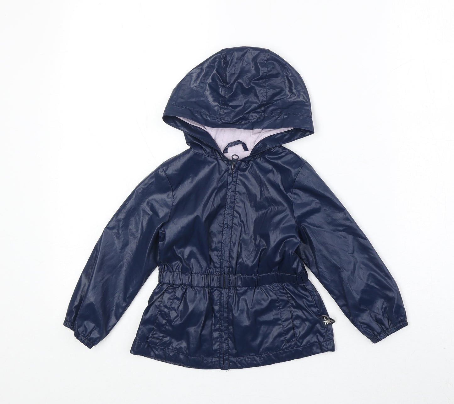 United Colors of Benetton Girls Blue Rain Coat Coat Size 2 Years Zip