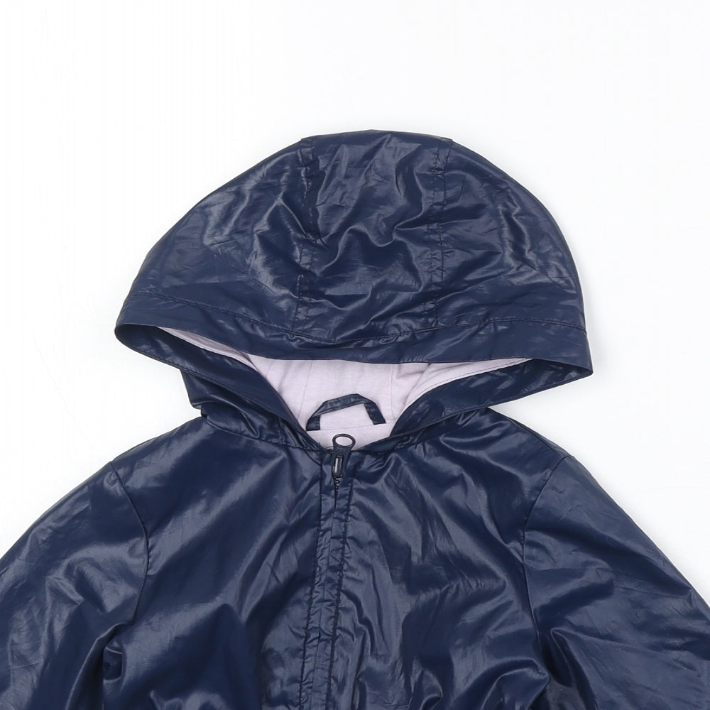 United Colors of Benetton Girls Blue Rain Coat Coat Size 2 Years Zip